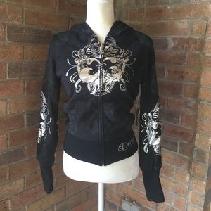 Dereon Black & Silver Reversible Hoodie Jacket